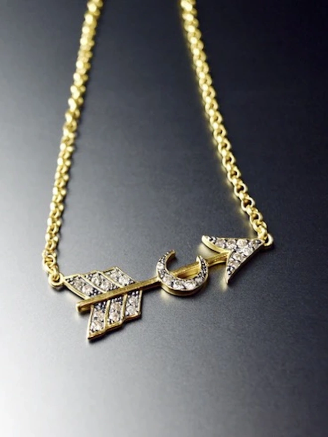 Louise necklace - Diamond Arrow and Moon