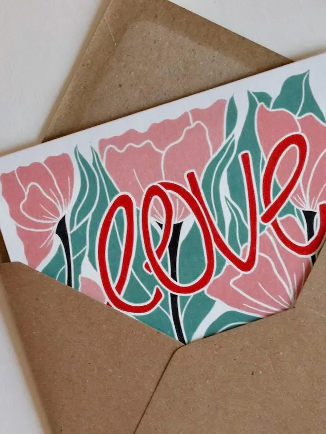 love floral greeting card