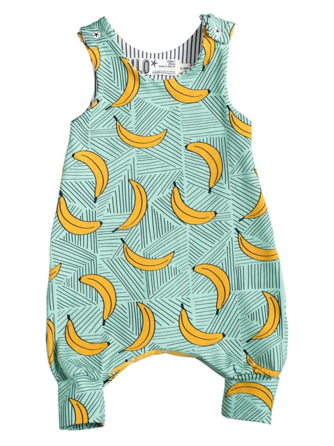 organic mint banana baby romper