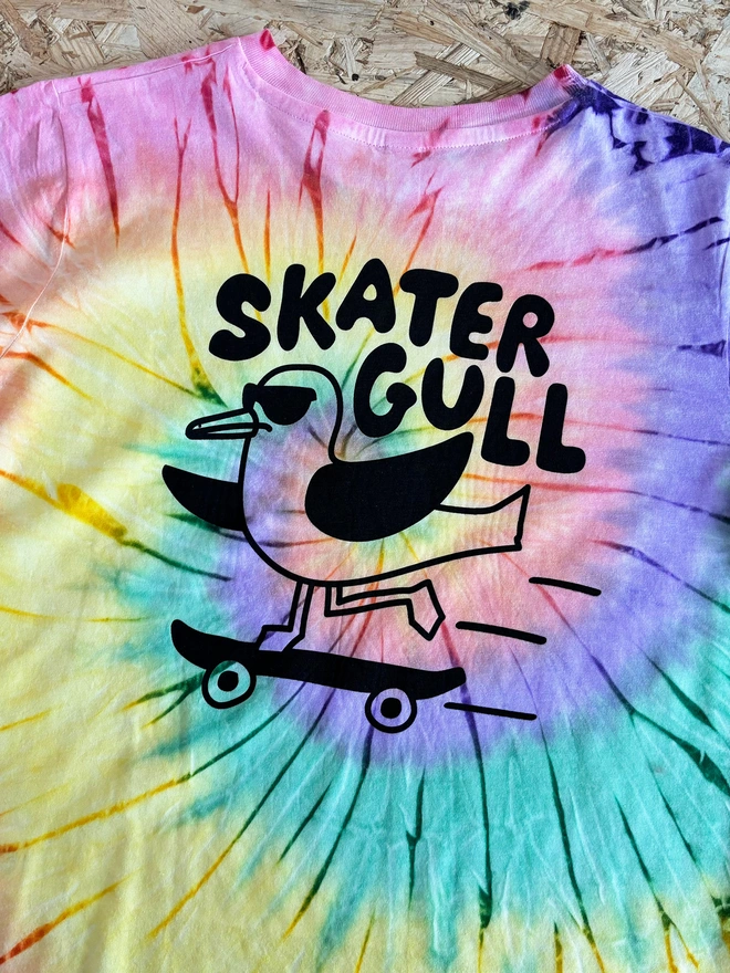 Rainbow Tye Die Skater Gull Kids T-shirt by hello DODO