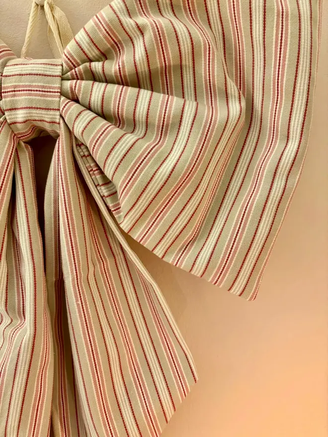 Large Pink And Beige Cotton Fabric Bow