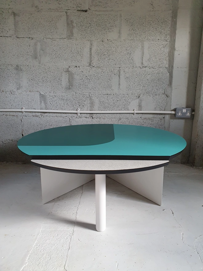 teal turquoise round retro coffee table