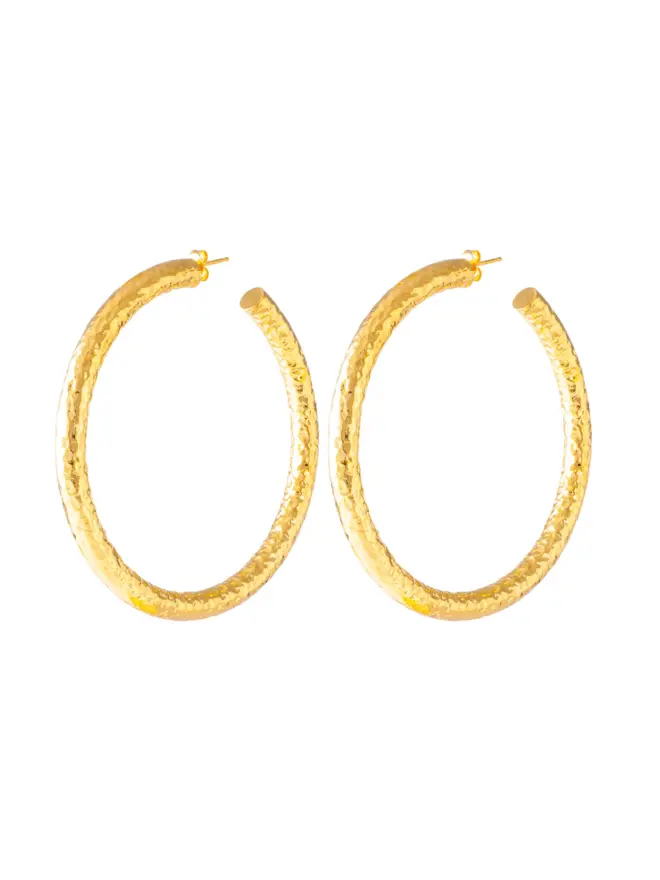 Hammered Gold Hoop Earrings