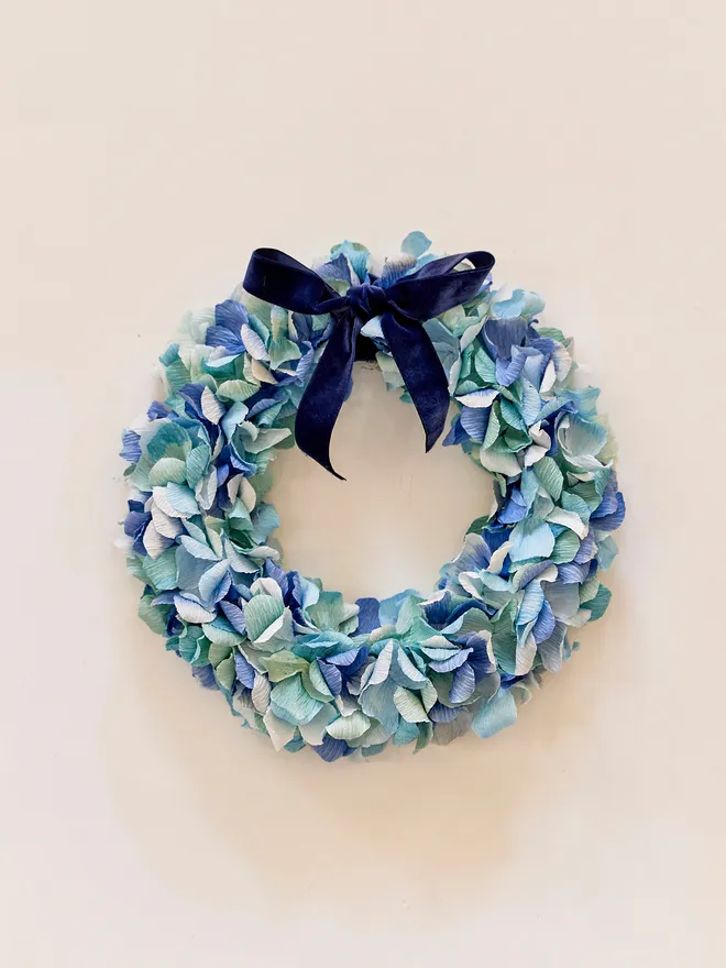 Blue crepe wreath