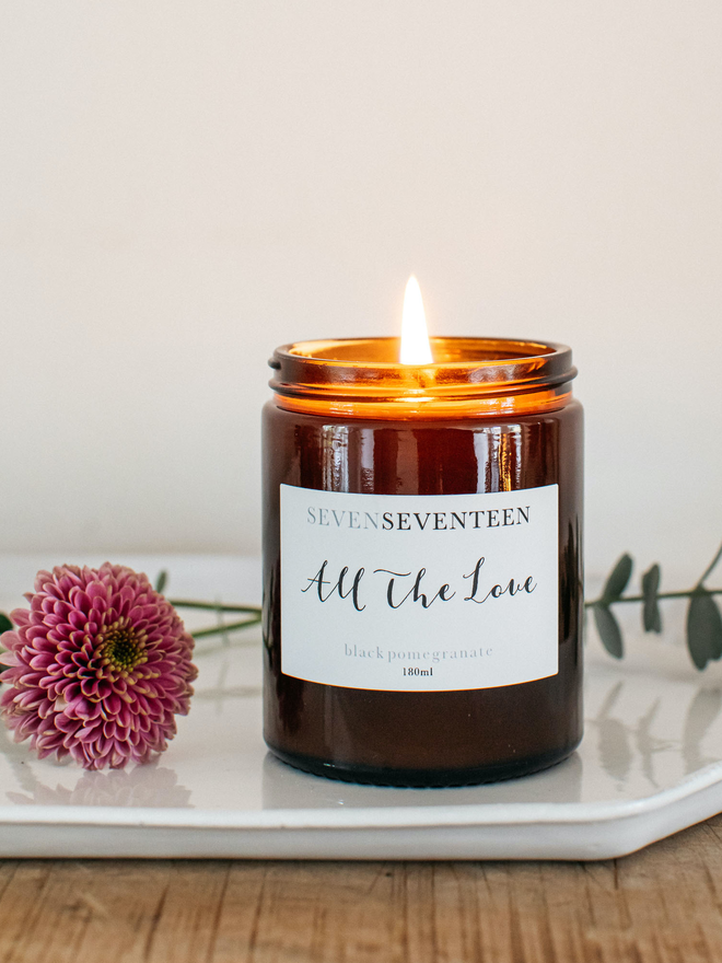 All The Love black pomegranate vegan scented candle