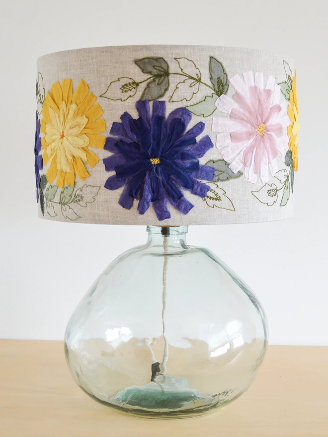 Blue Floral Embroidered Lampshade