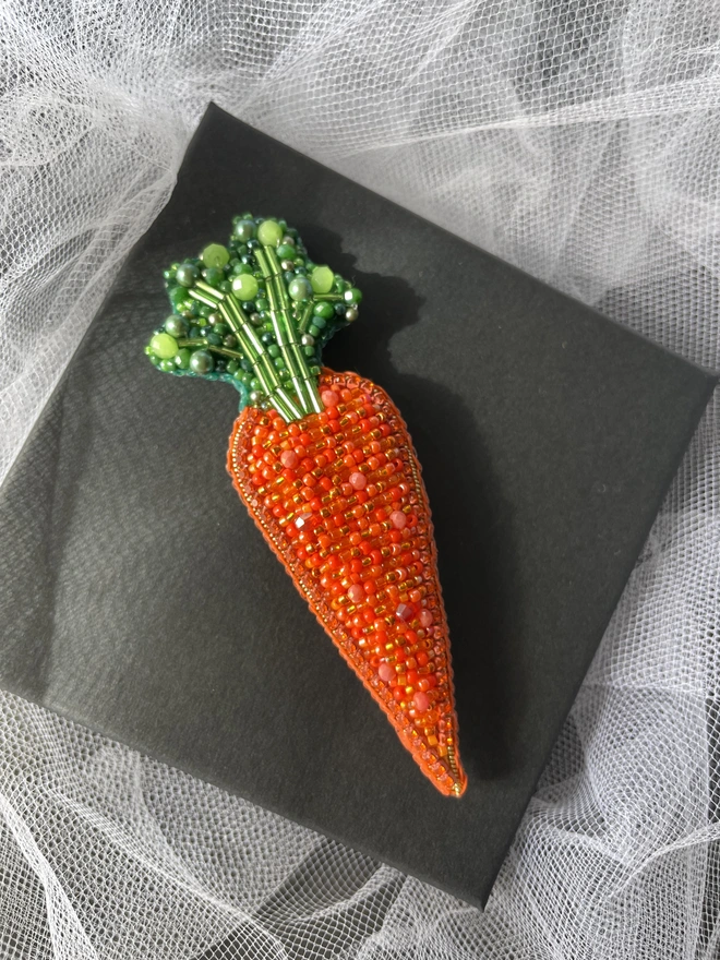 Carrot Beaded Brooch 