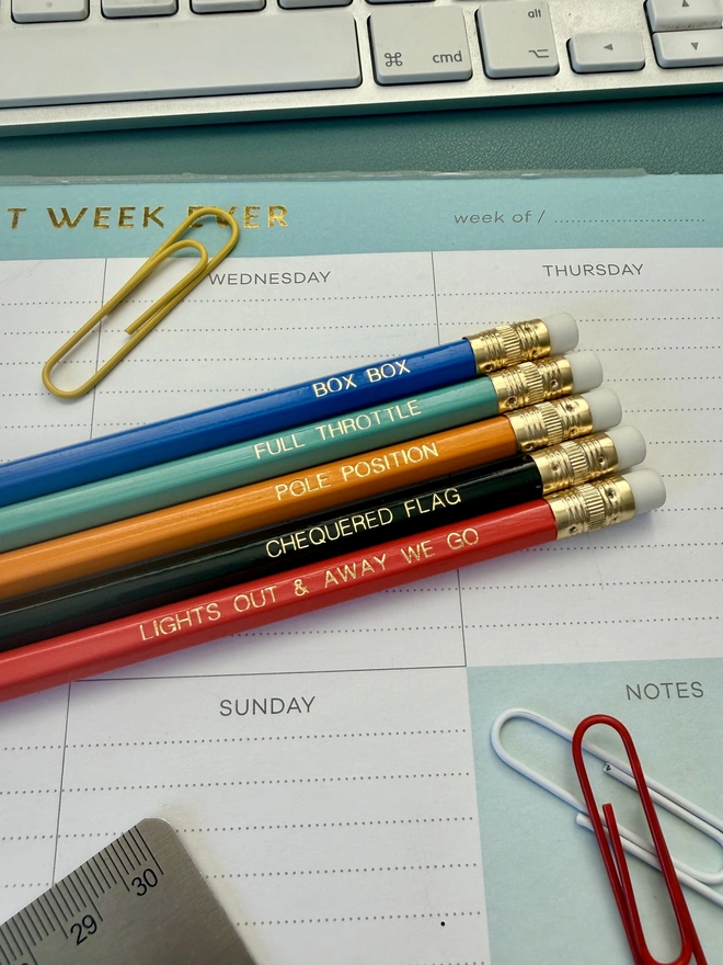 Formula One Set of 5 HB Pencils