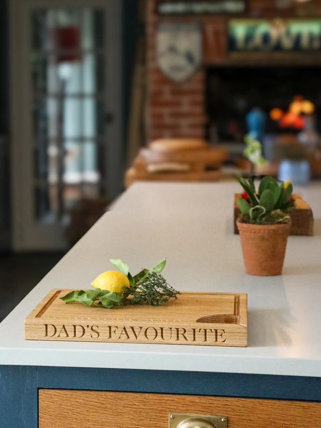 Dad's Favourite Carving Board with lemon and herbs
