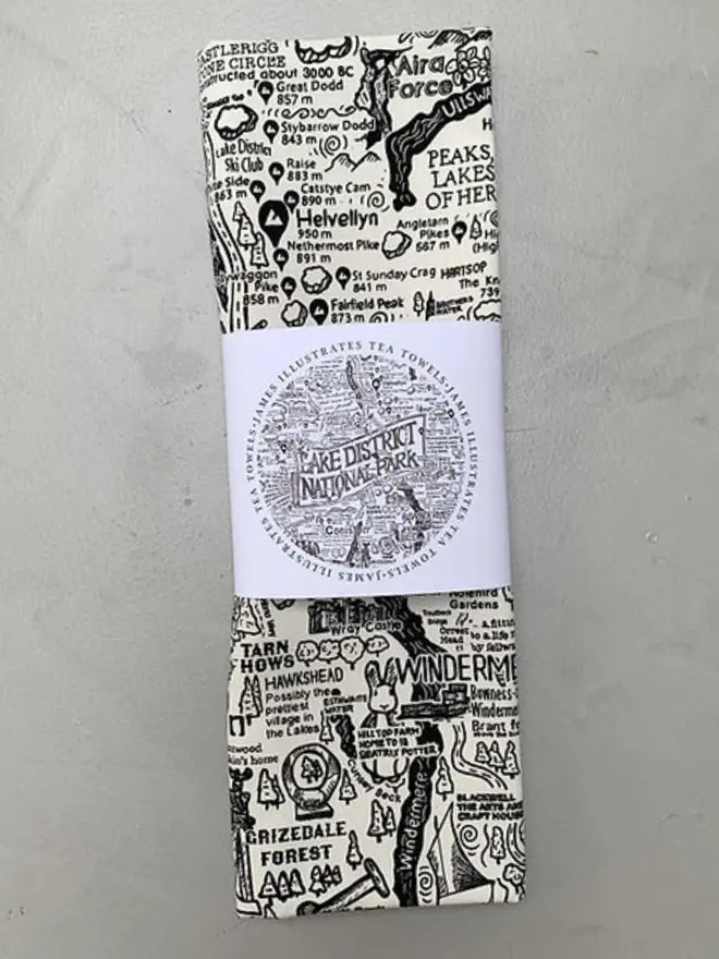 Lake District Print Tea Towel Wrapped