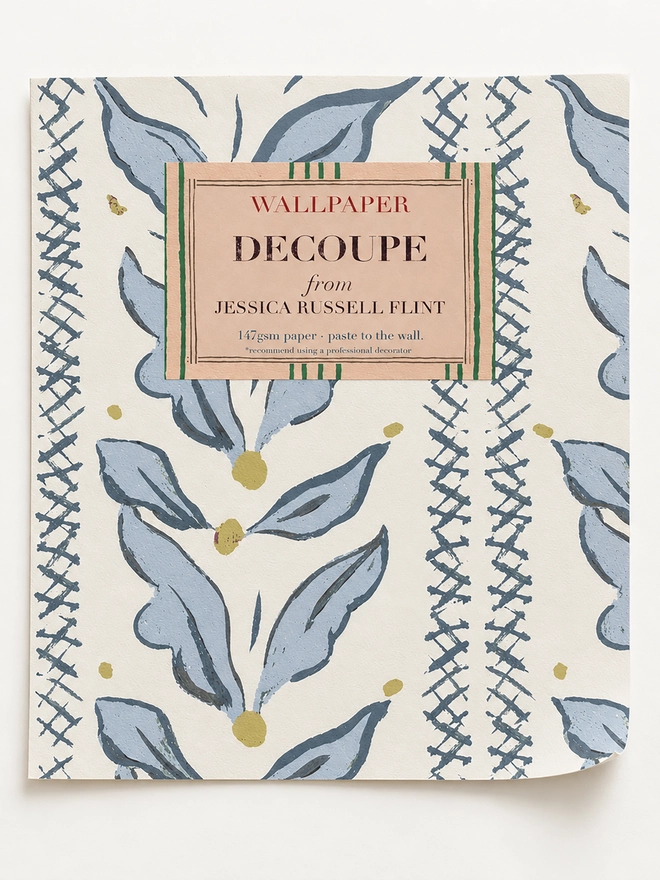 pale blue leaf stripe wallpaper