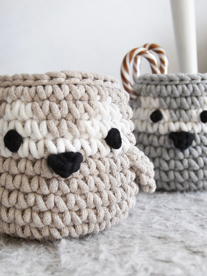 crochet baskets penguins