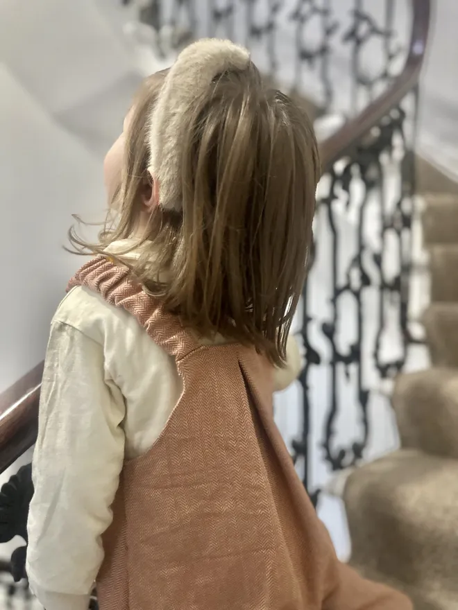 kids herringbone dungarees peach