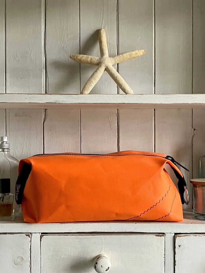 handmade wash bag orange