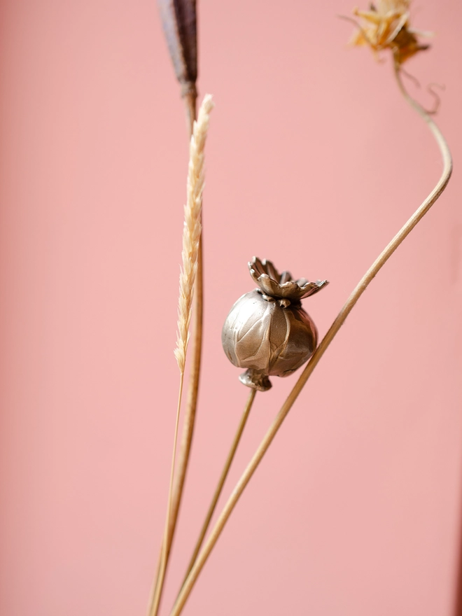 Handmade Brass Poppy Seed Head Stem By Ellenlou