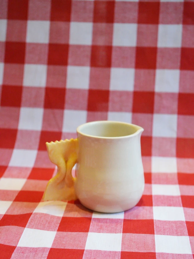 Alice Makes Pottery handmade farfalle pasta milk jug side