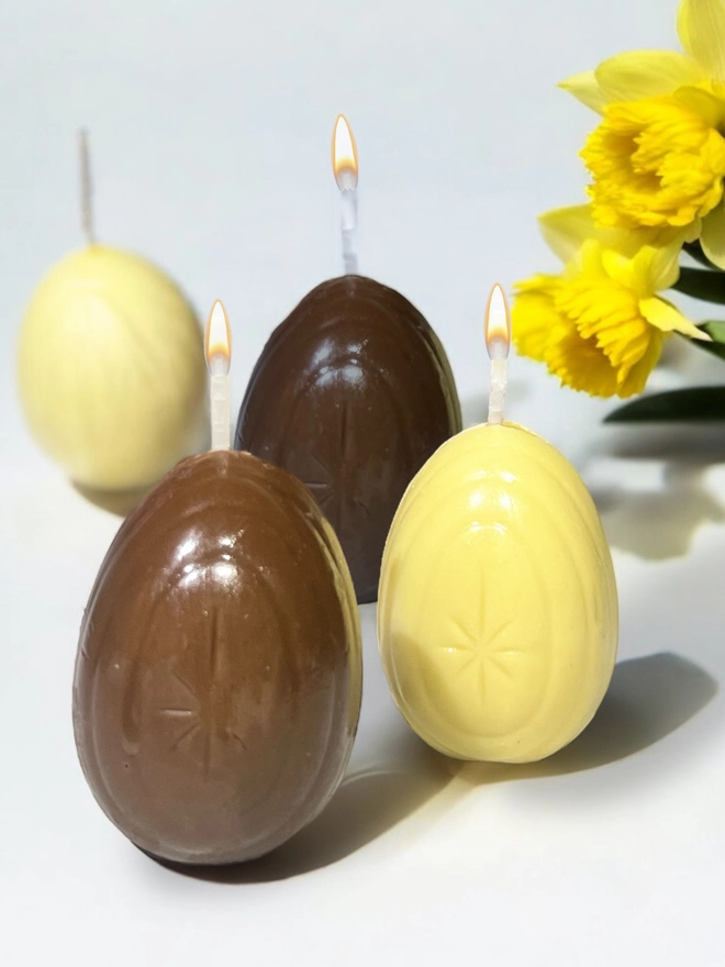 Small Easter Egg Candles - Chocolate Colour