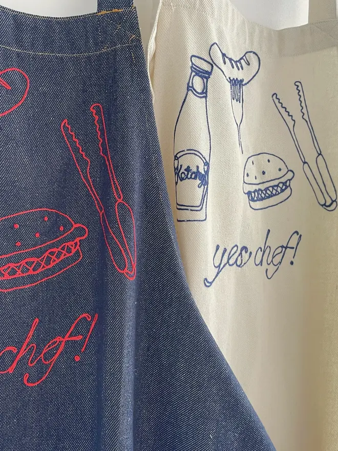 Hand embroidered yes chef apron