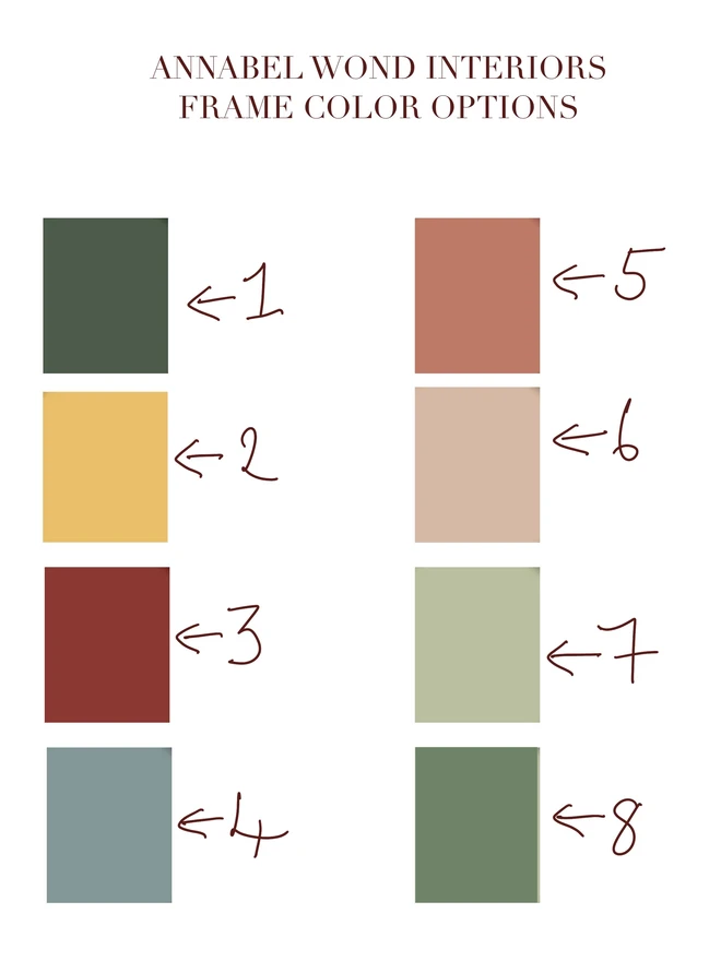 Frame colour options