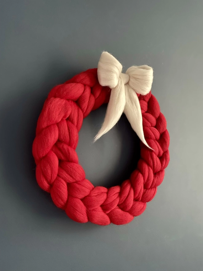 Santa red woolly wreath