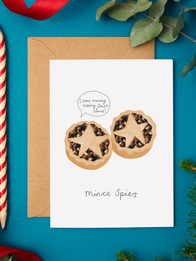 Funny Christmas Card Featuring Two Mince Pies