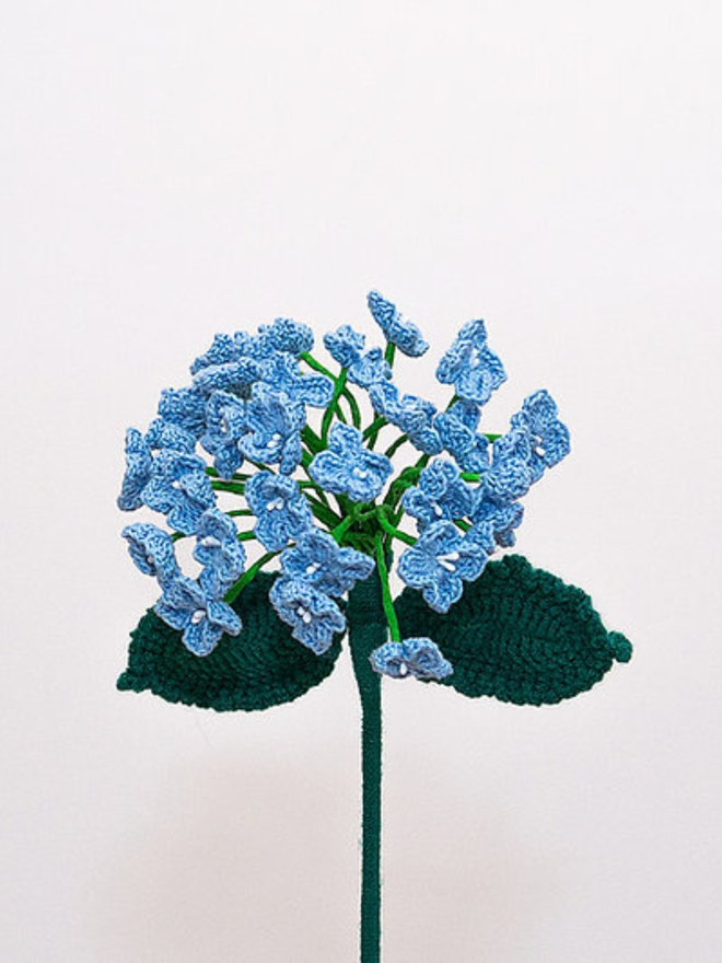 light blue crochet hydrangea 