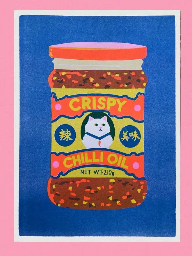 Chilli Crisp Oil Risograph Print