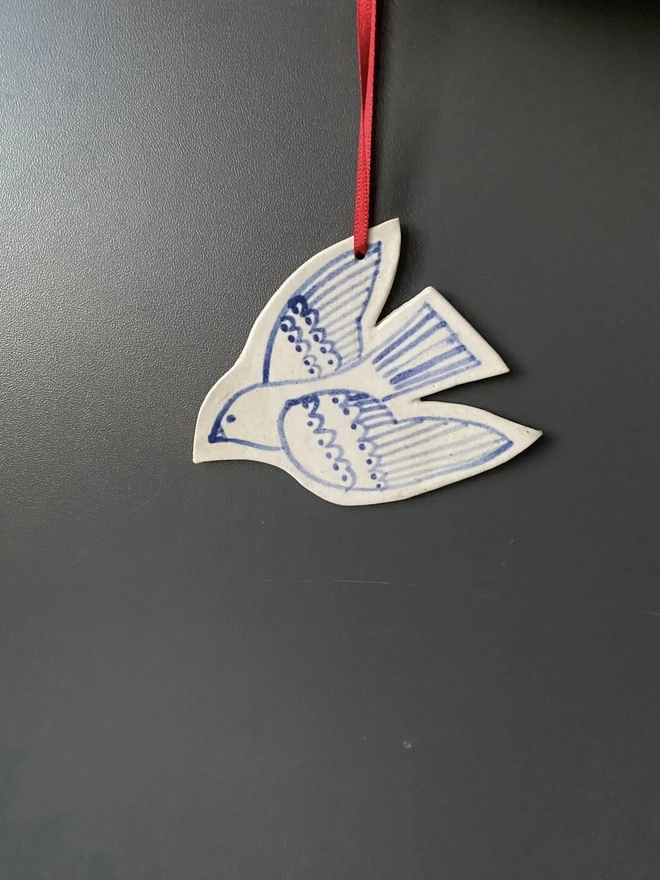 Handmade Stoneware Bird Christmas Ornaments