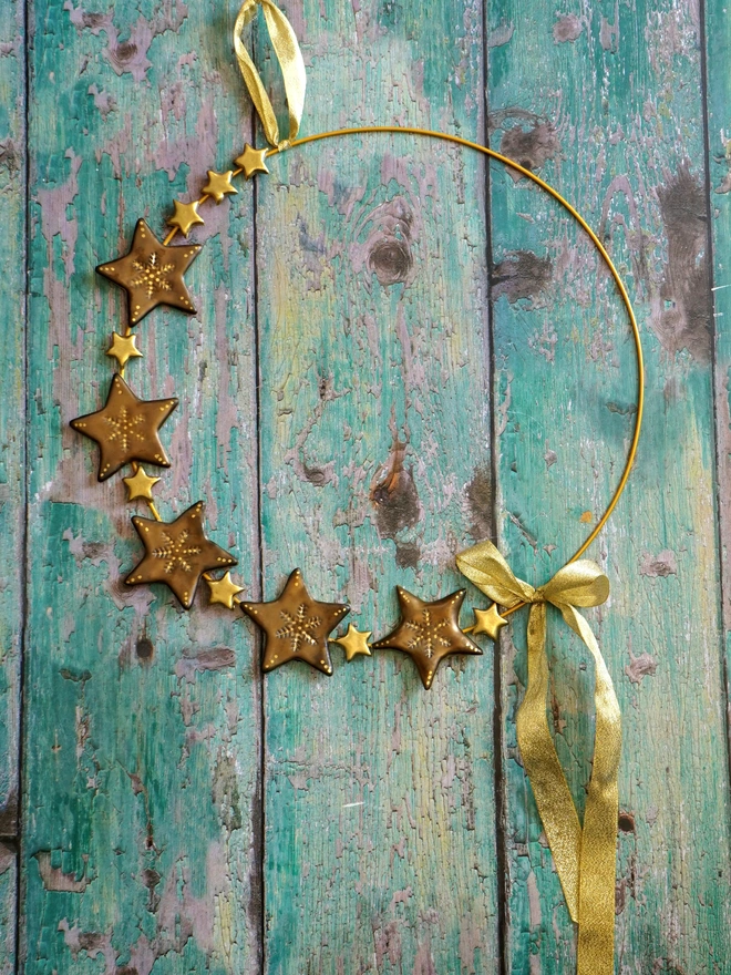 ceramic christmas star wreath, christmas wreath, christmas decorations, christmas wall hanging, christmas ceramic star, Jenny Hopps Pottery