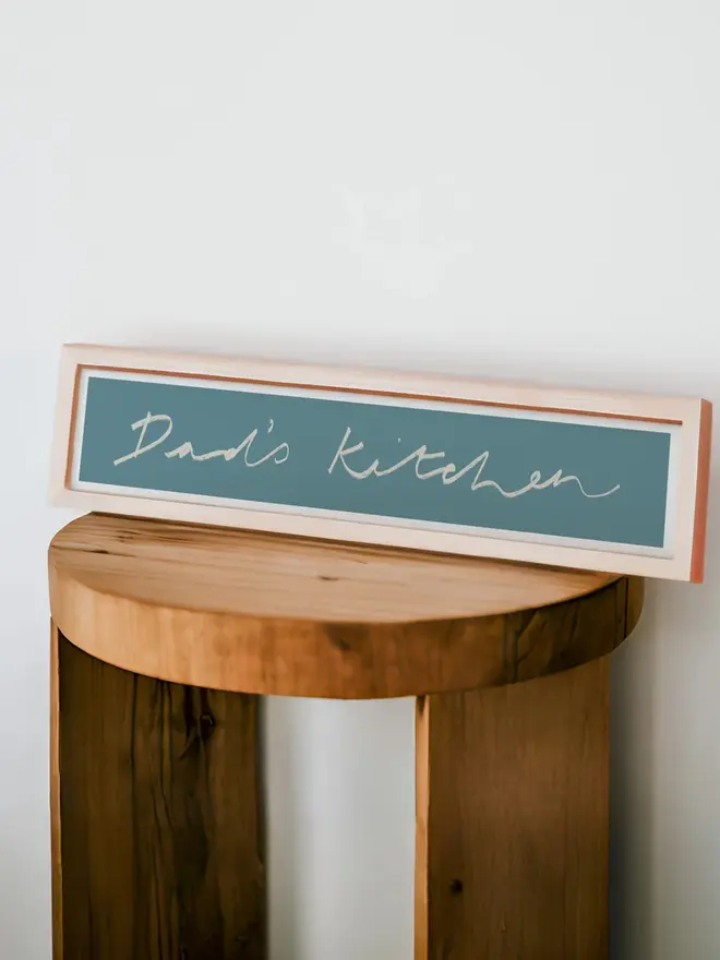 'Dad's Kitchen' wall print in Blue 
