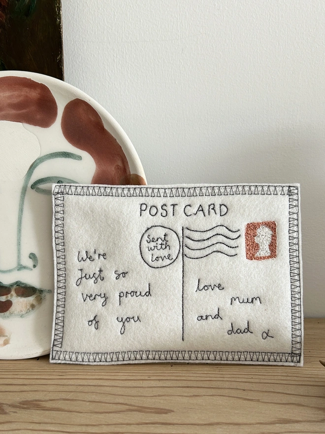 personalised embroidered postcard