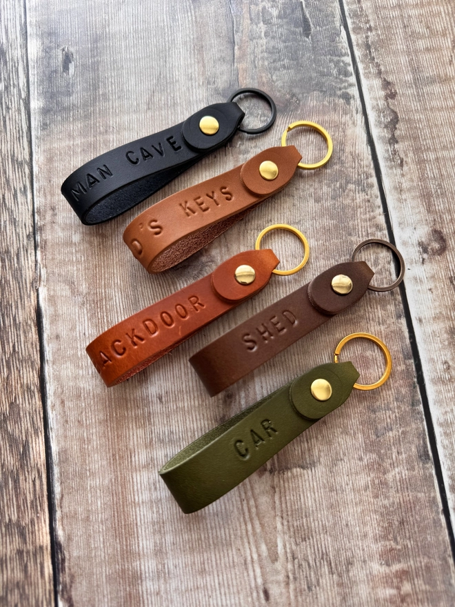 classic colour leather loop keyring