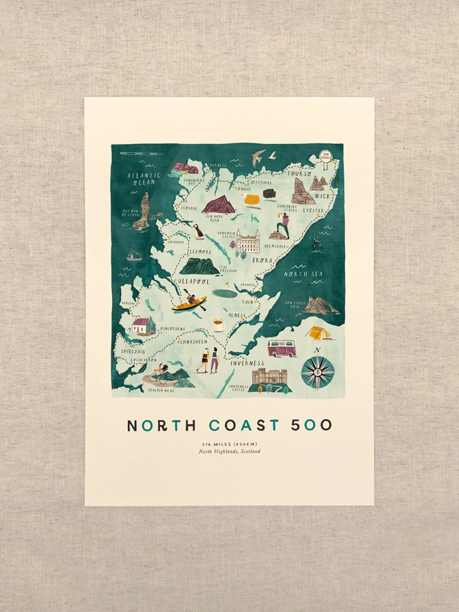 North Coast 500 print, unframed, against a neutral background.