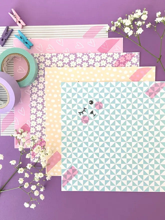 Origami Bunny Garland Kit: Pastel Easter Craft