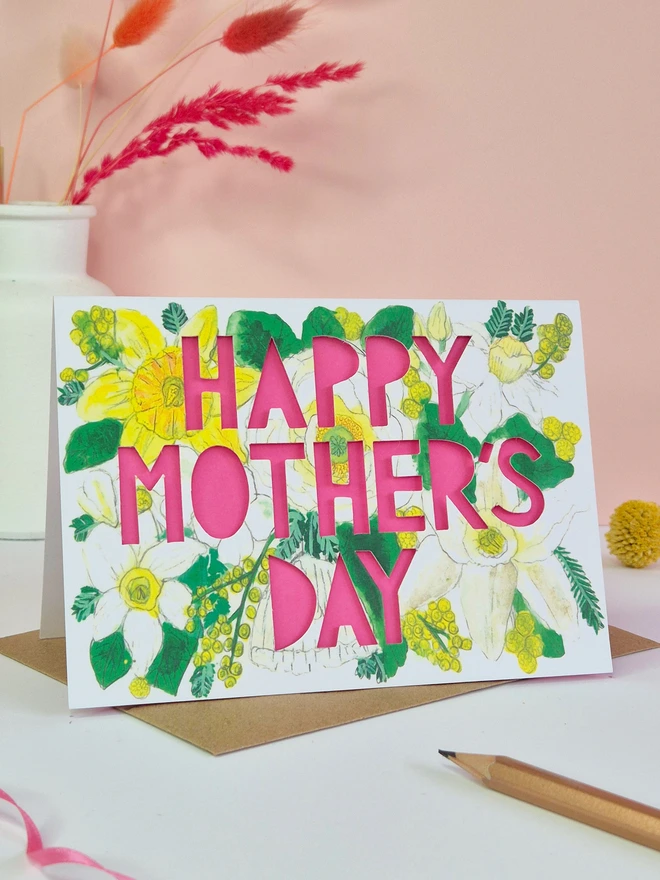 Happy Mothers day card pink