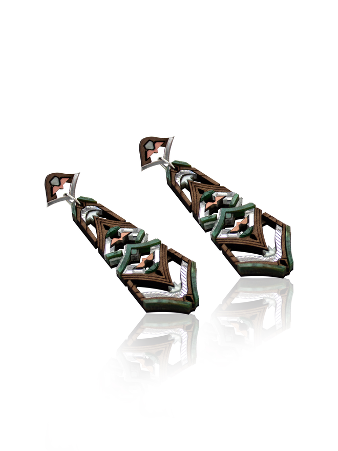 laser cut earrings on white background
