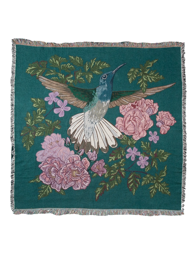 Joy Hummingbird Woven Blanket