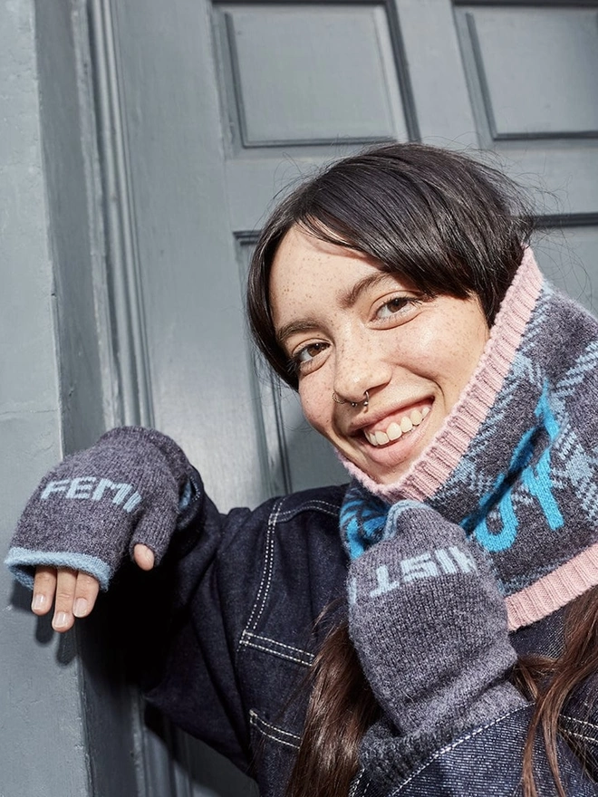 "Feminist" Fingerless Gloves 