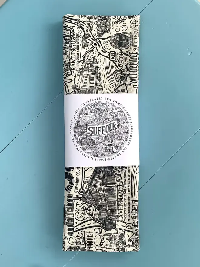 Suffolk Print Tea Towel  Packaged