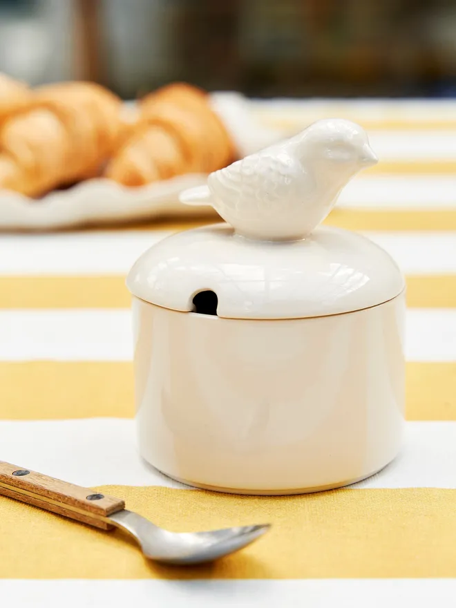 Bird ceramic sugar pot