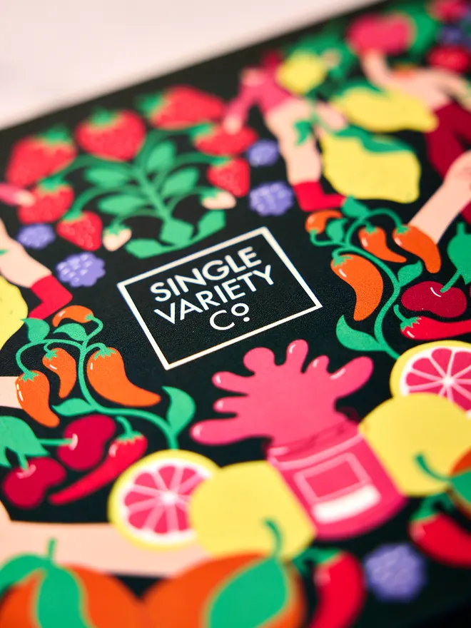 illustrated marmalade gift box showing scenes of jam making