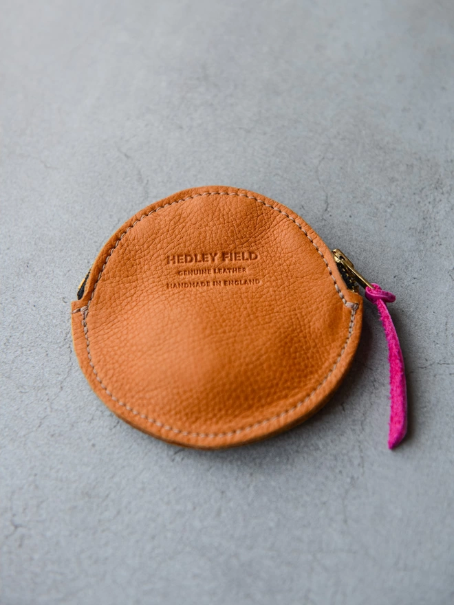 Ochre Leather Personalised Initial Circle Purse