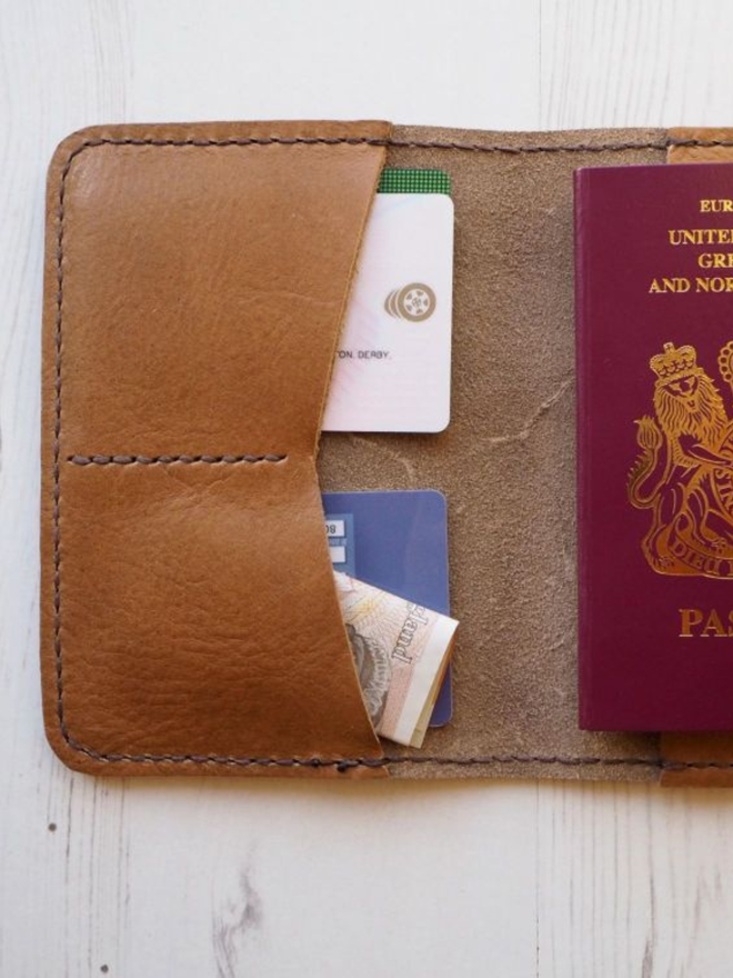 handmade leather passport holder