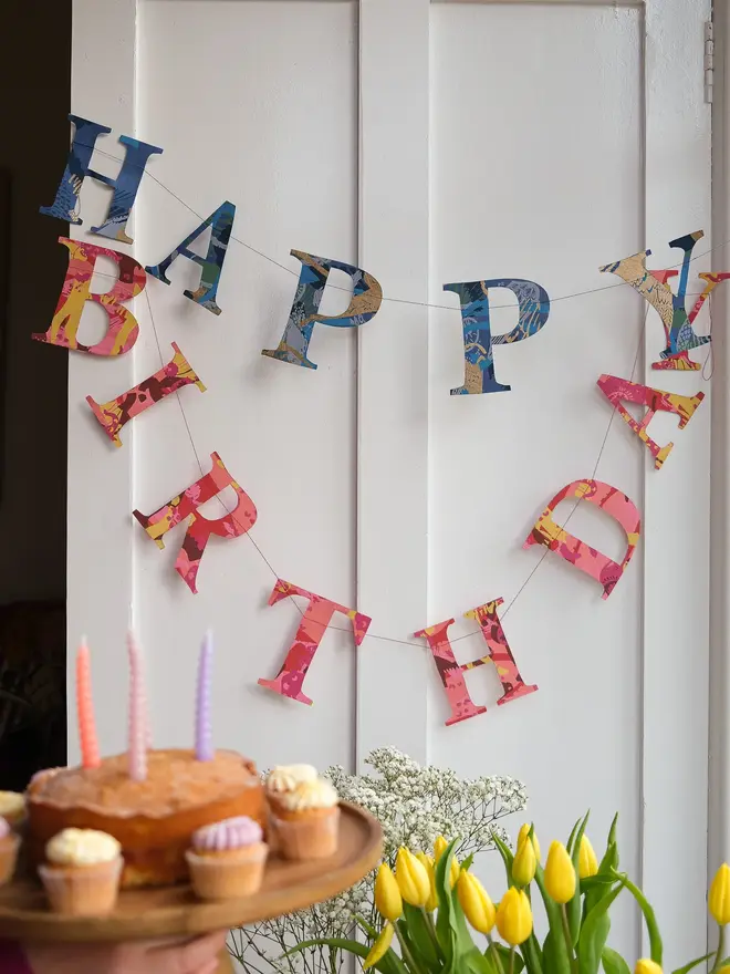 happy birthday blue paper garland decoration