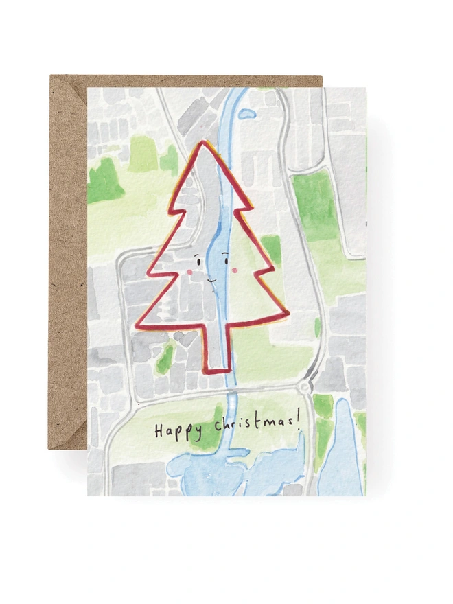 Strava Art Christmas Tree Runners Christmas Card 