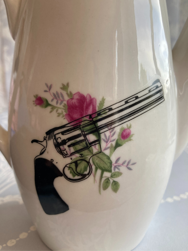 Hand Printed Vintage Guns N Roses Coffee Pot