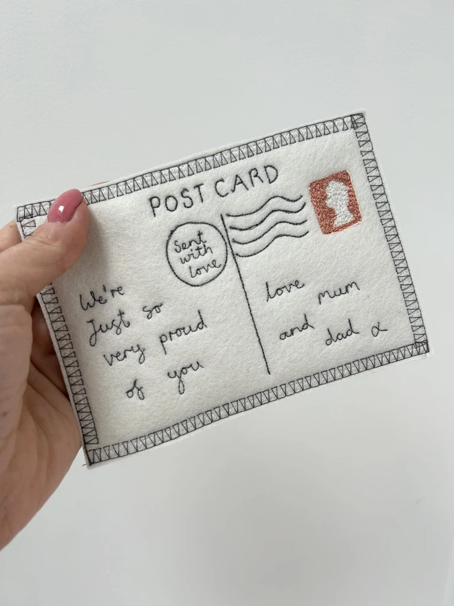 personalised embroidered postcard