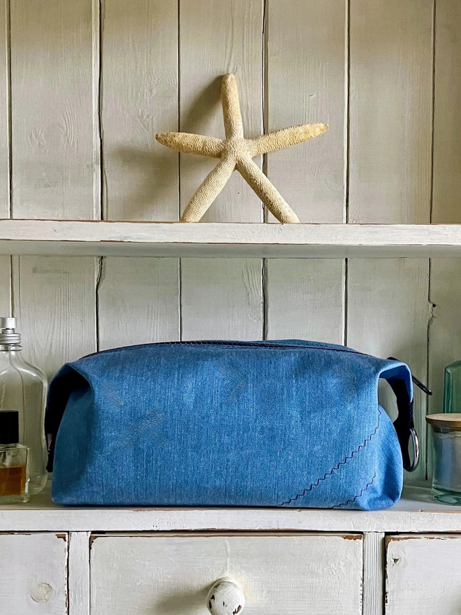 handmade wash bag blue