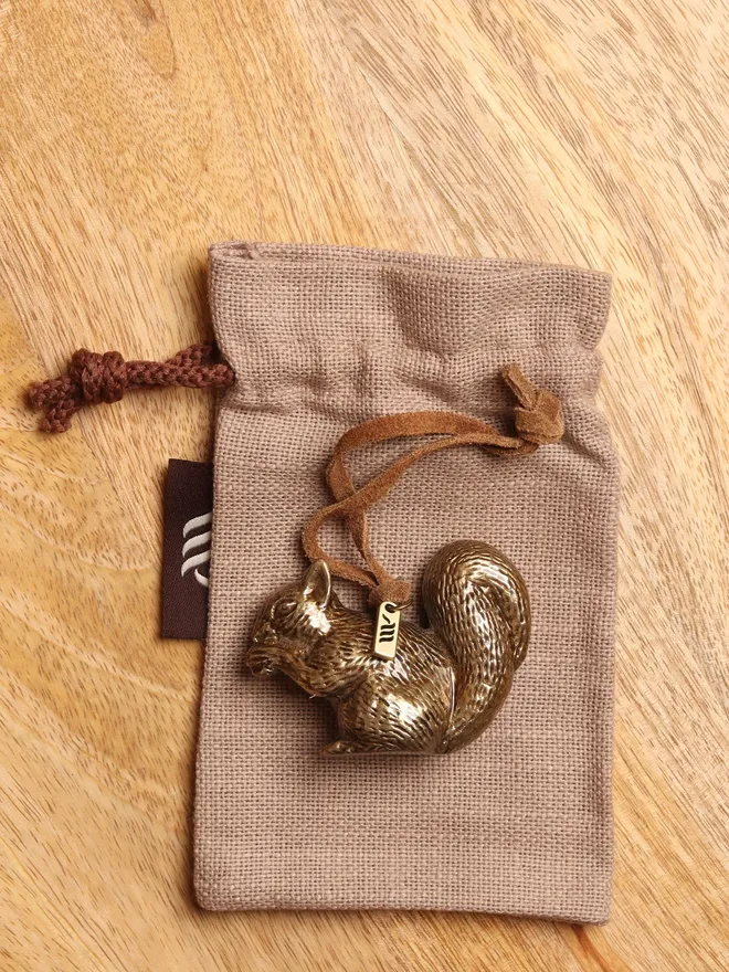 Metal Squirell Hanging ornament with gift bag