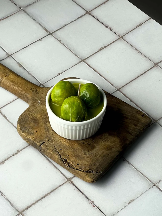 Christmas Brussel Sprout Candle